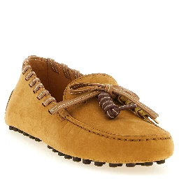 Beige Calfskin Slip-On Loafers