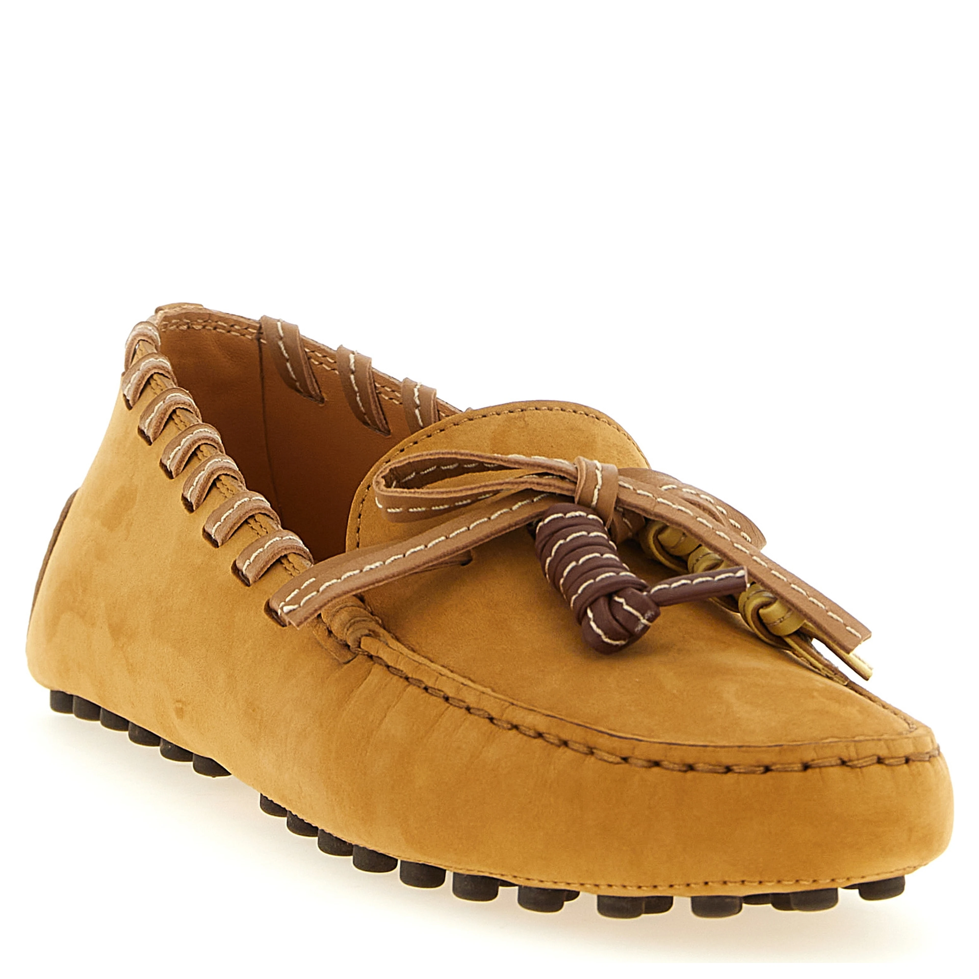 Beige Calfskin Slip-On Loafers