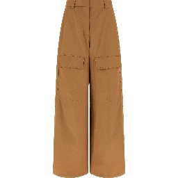 Beige Cotton Cargo Pants