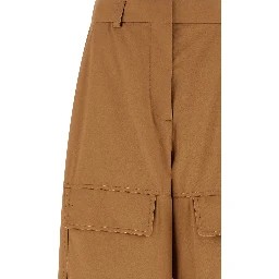 Beige Cotton Cargo Pants
