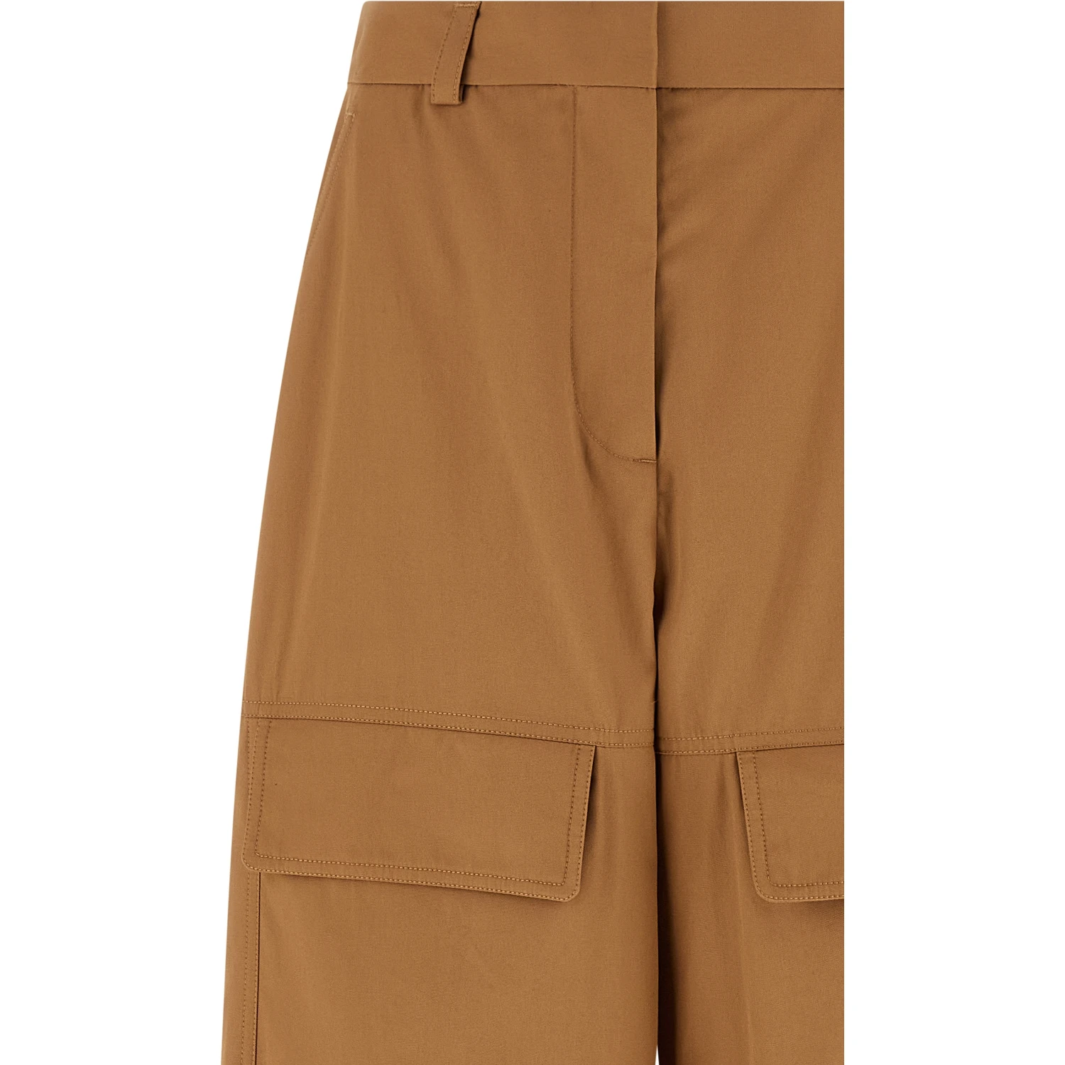 Beige Cotton Cargo Pants