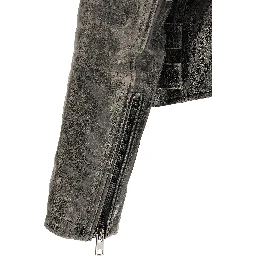 Gray Cowhide Leather Jacket