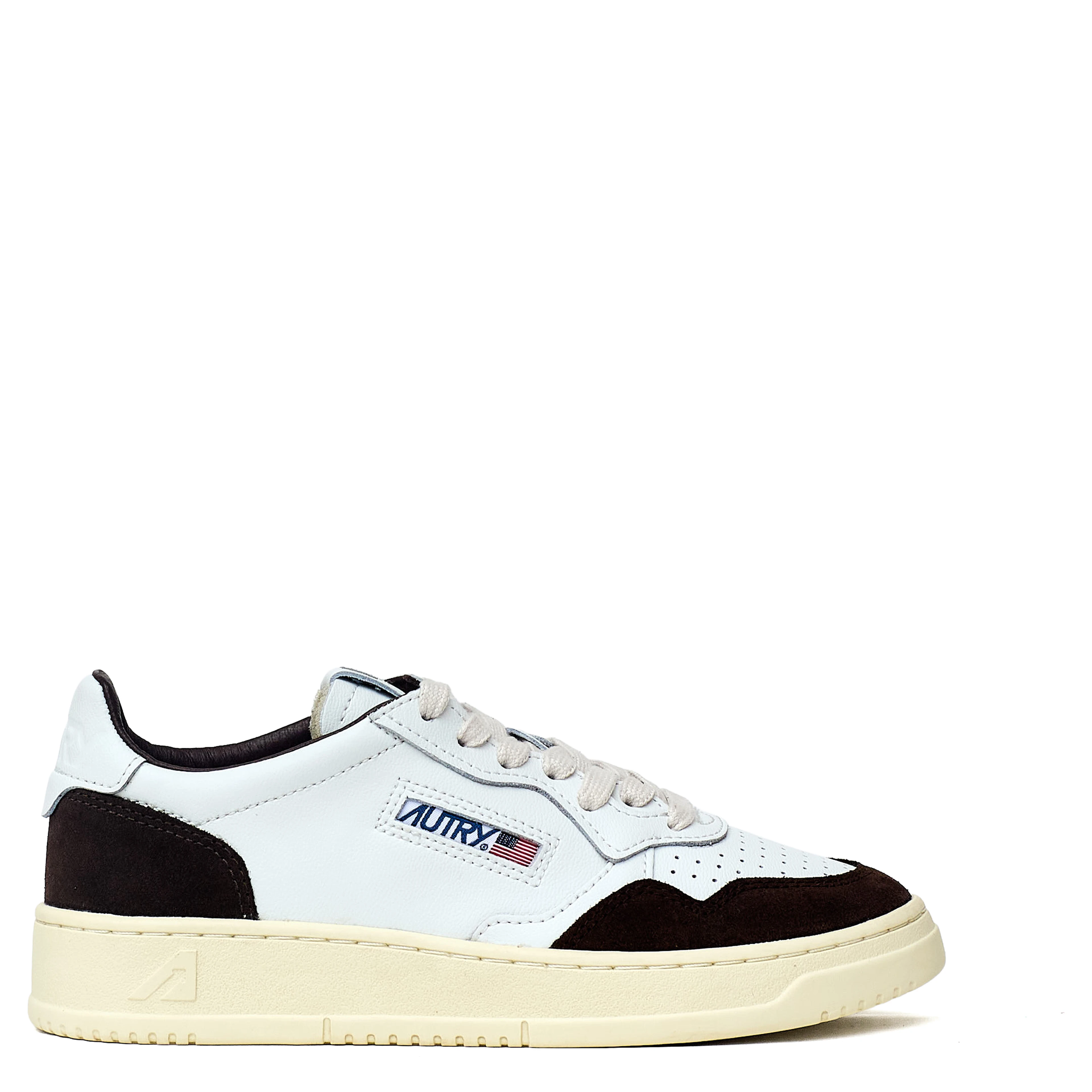 Sneakers Medalist Low In Pelle Soft, Suede Bianco, Mogano