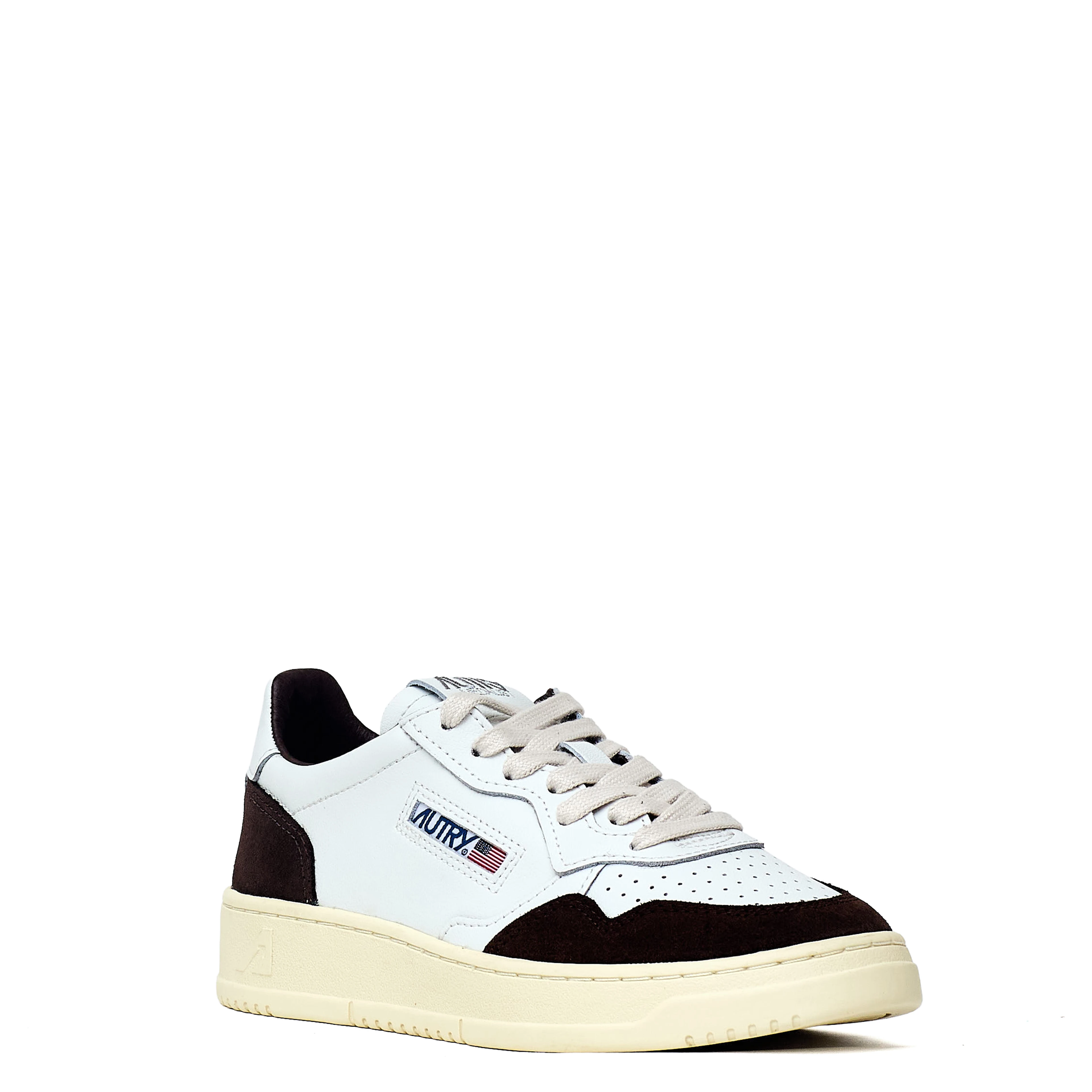 Sneakers Medalist Low In Pelle Soft, Suede Bianco, Mogano