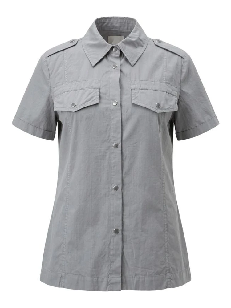 Grey Cotton Women Shirt