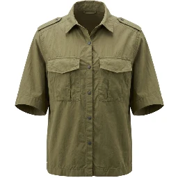 Green Cotton Women Shirt