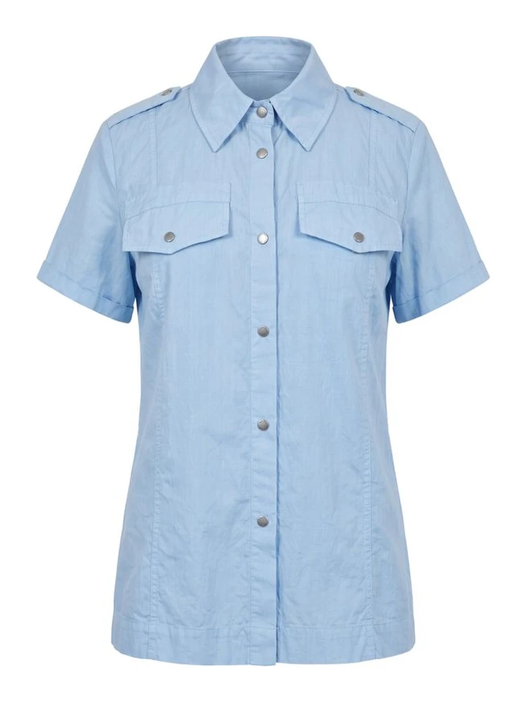 Light Blue Cotton Women Shirt