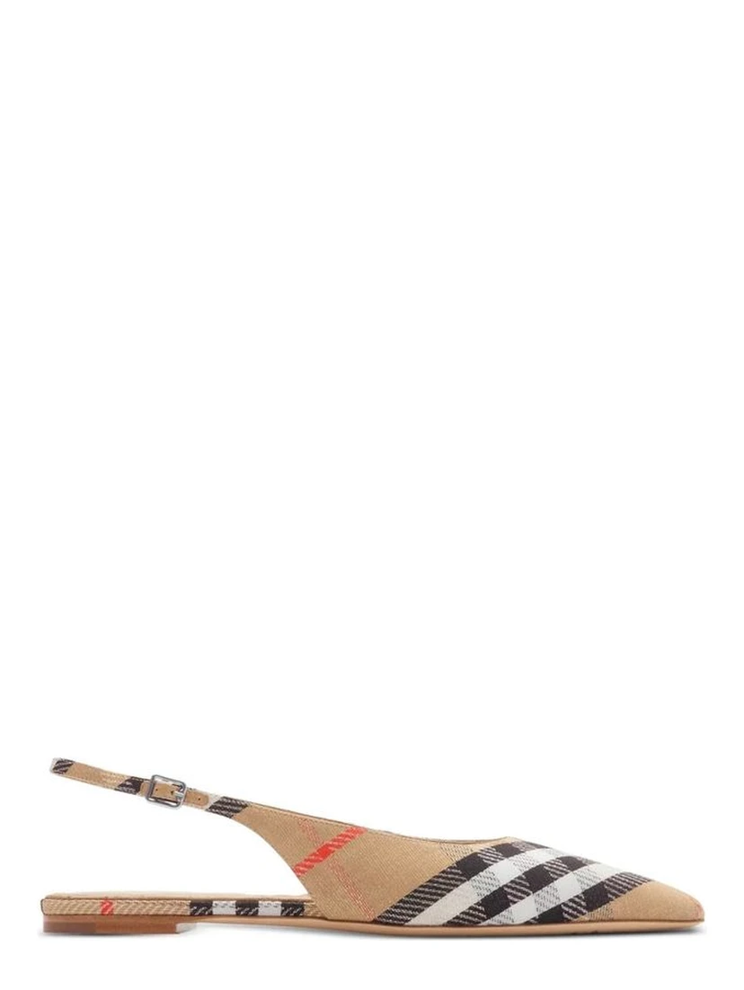 Brown Fabric Ballet Flats