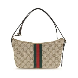 Beige Fabric Shoulder Bag