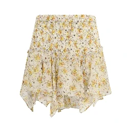 Beige Viscose Mini Skirt