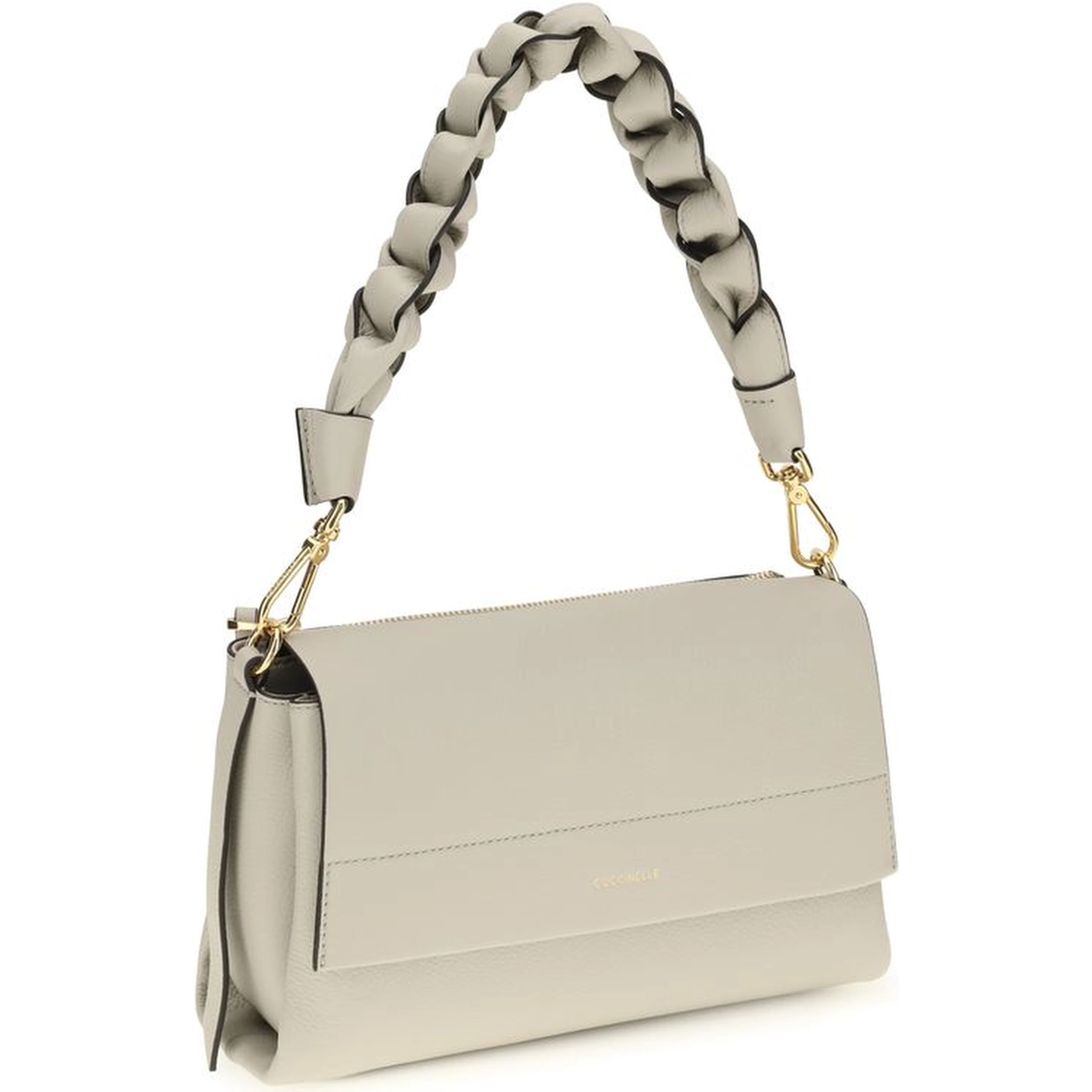 Beige Calf Leather Bos Taurus Shoulder Bag