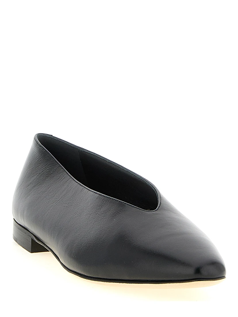 Black Leather Ballet Flats