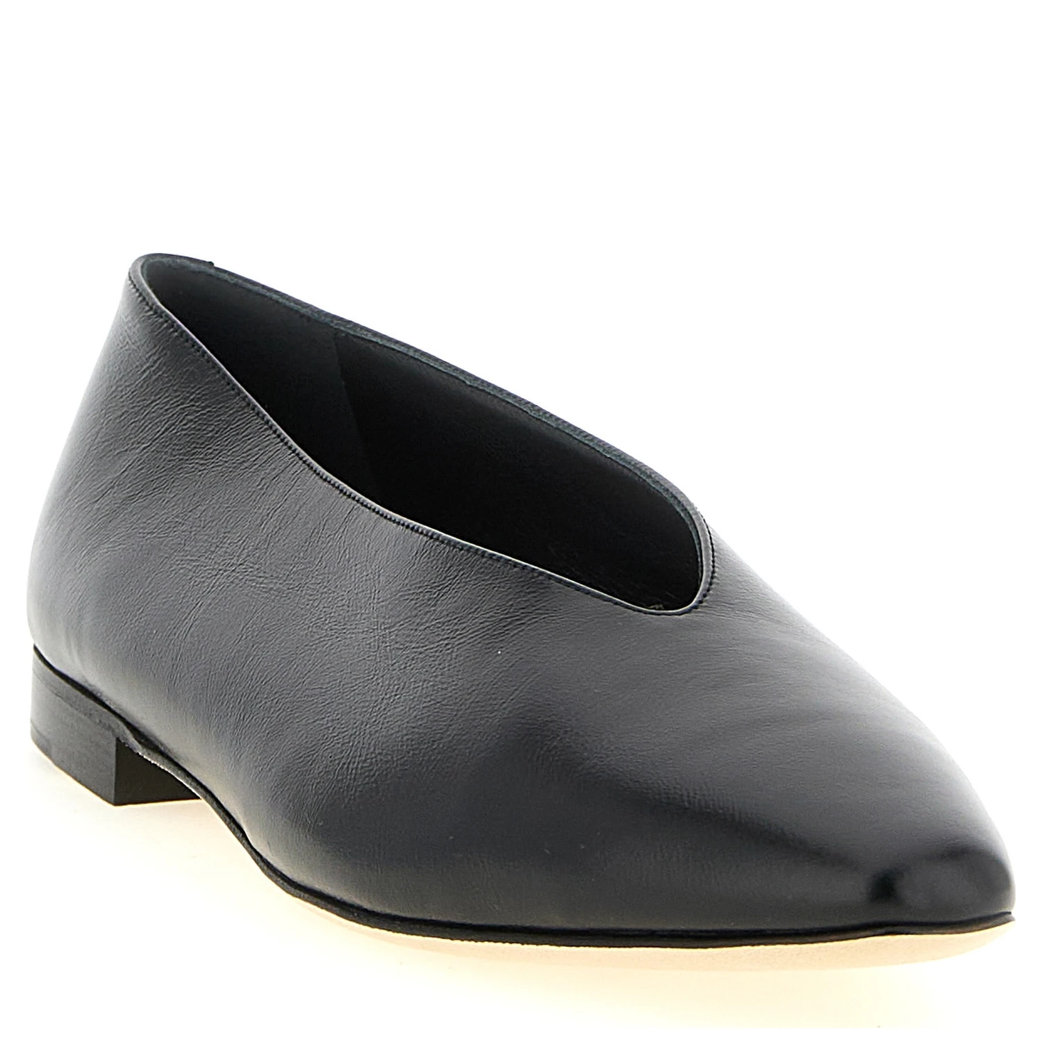 Black Leather Ballet Flats