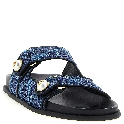 Blue Tencel Slides
