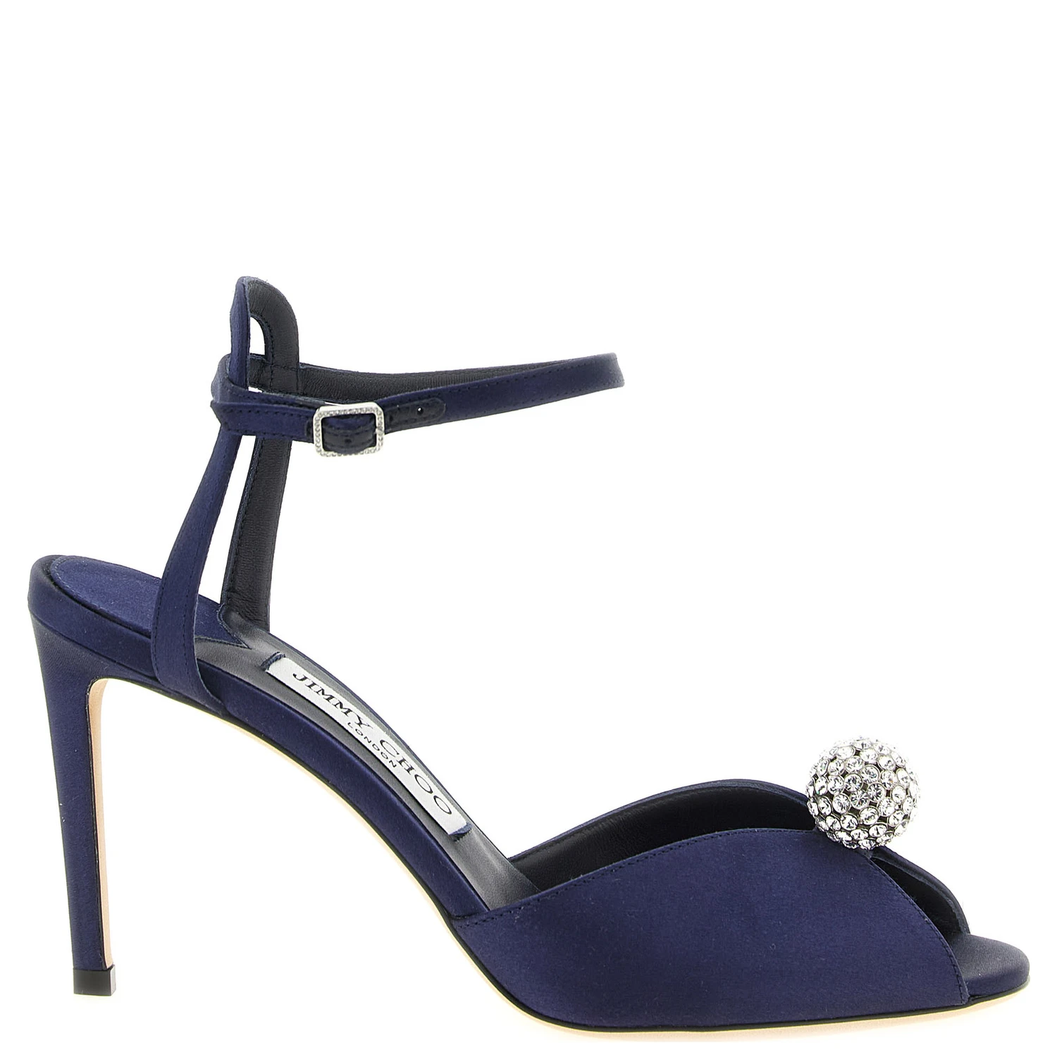 Blue Tencel Stiletto Heel Sandals
