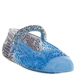 Blue Plastic Ballet Flats