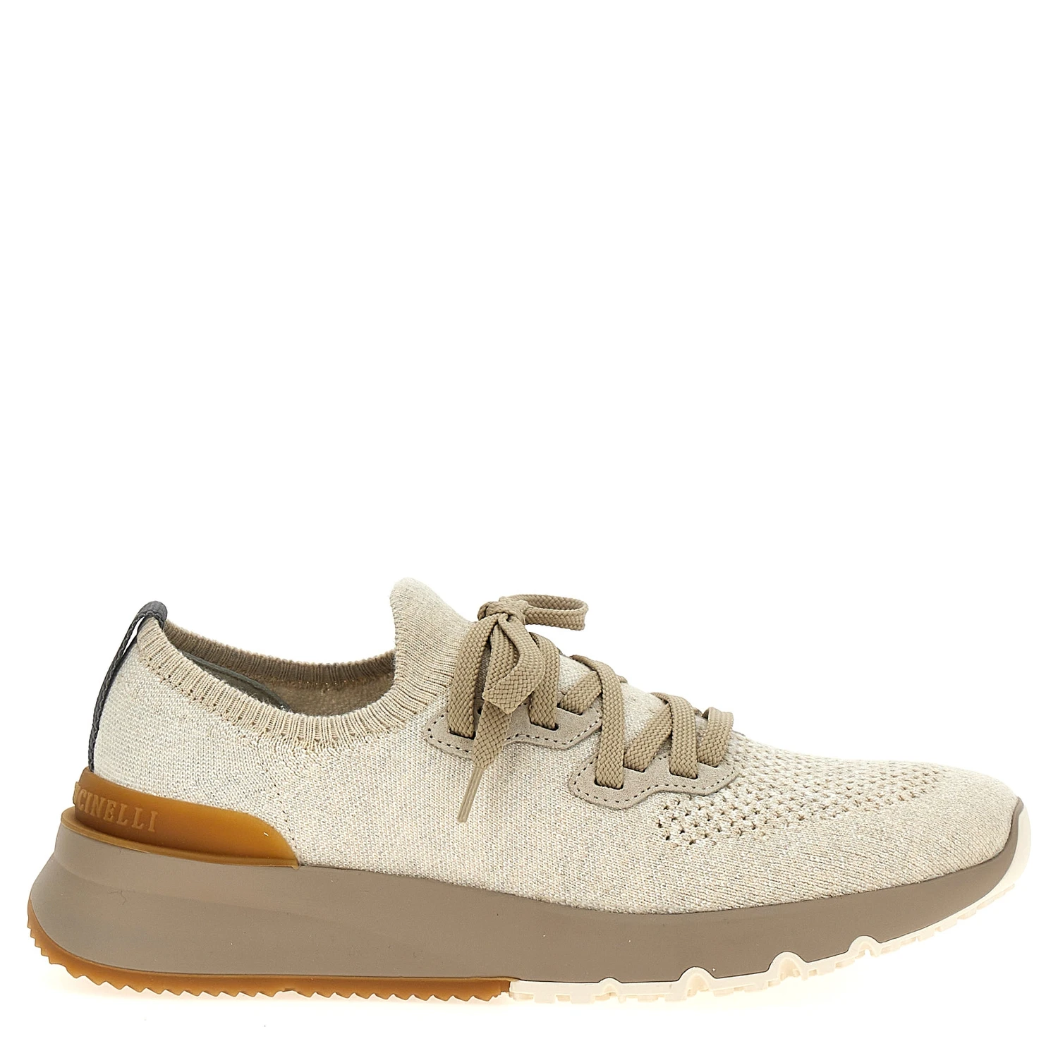 Beige Cotton Low Top Sneakers
