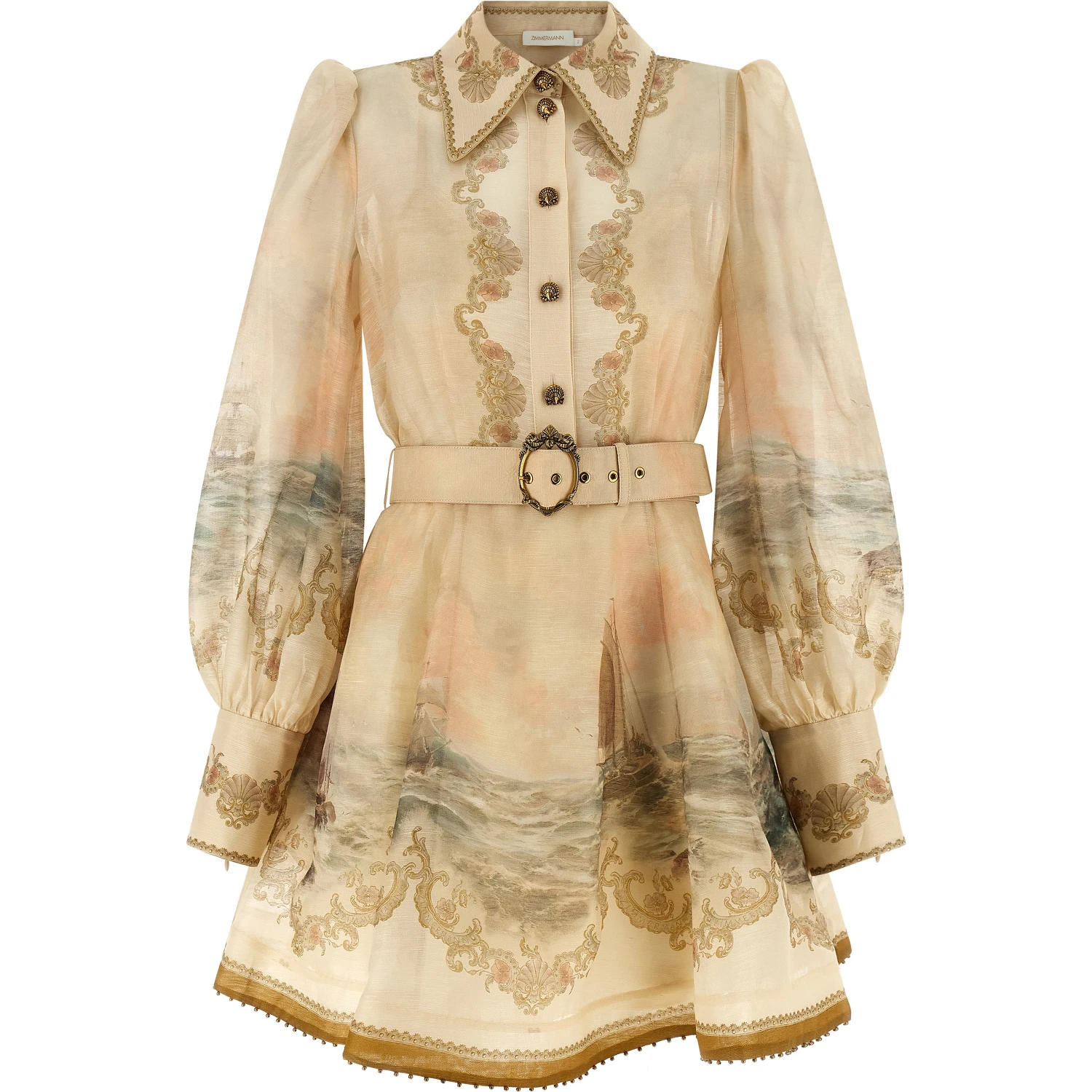 Beige Linen Short Dress