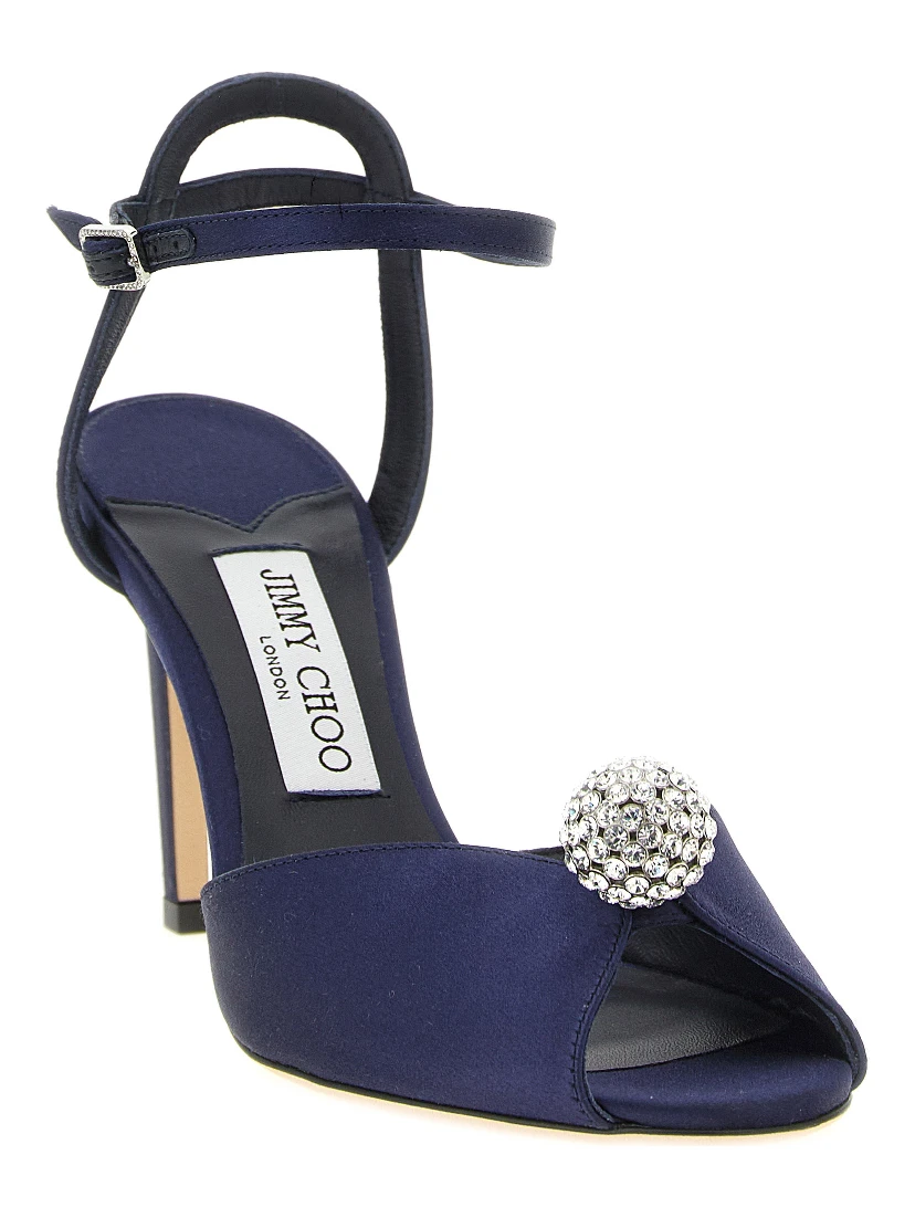 Blue Tencel Stiletto Heel Sandals