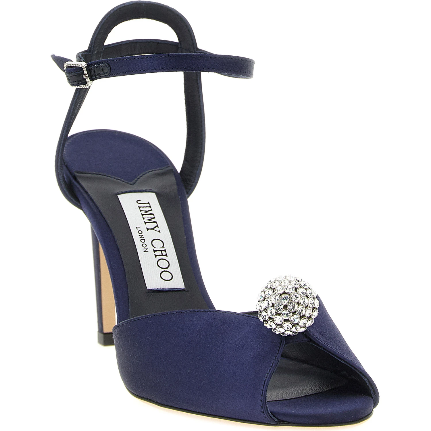 Blue Tencel Stiletto Heel Sandals