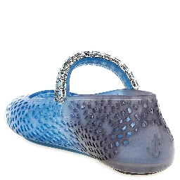 Blue Plastic Ballet Flats