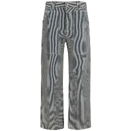 Blue Polyester Casual Pants