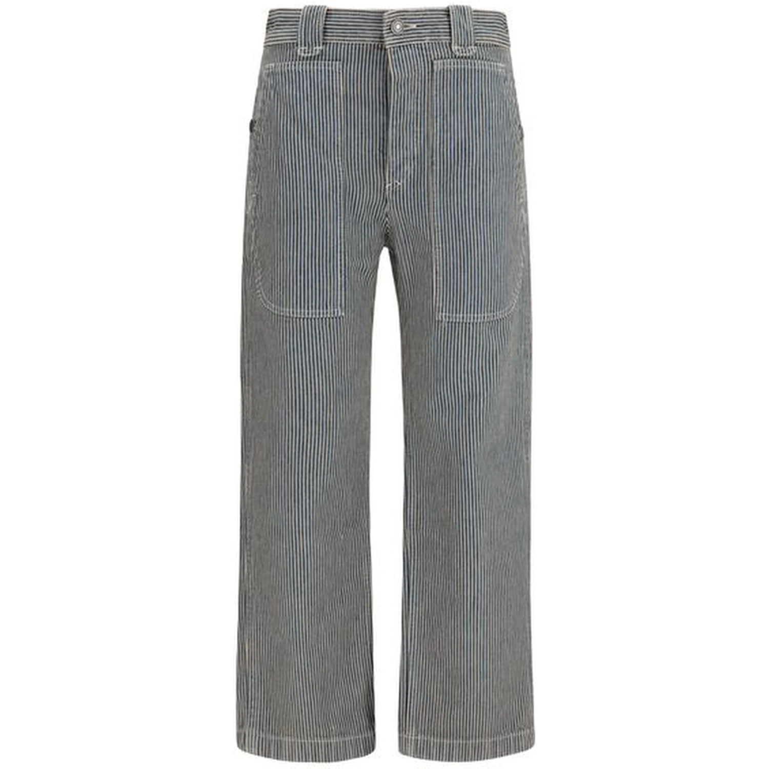 Blue Polyester Casual Pants
