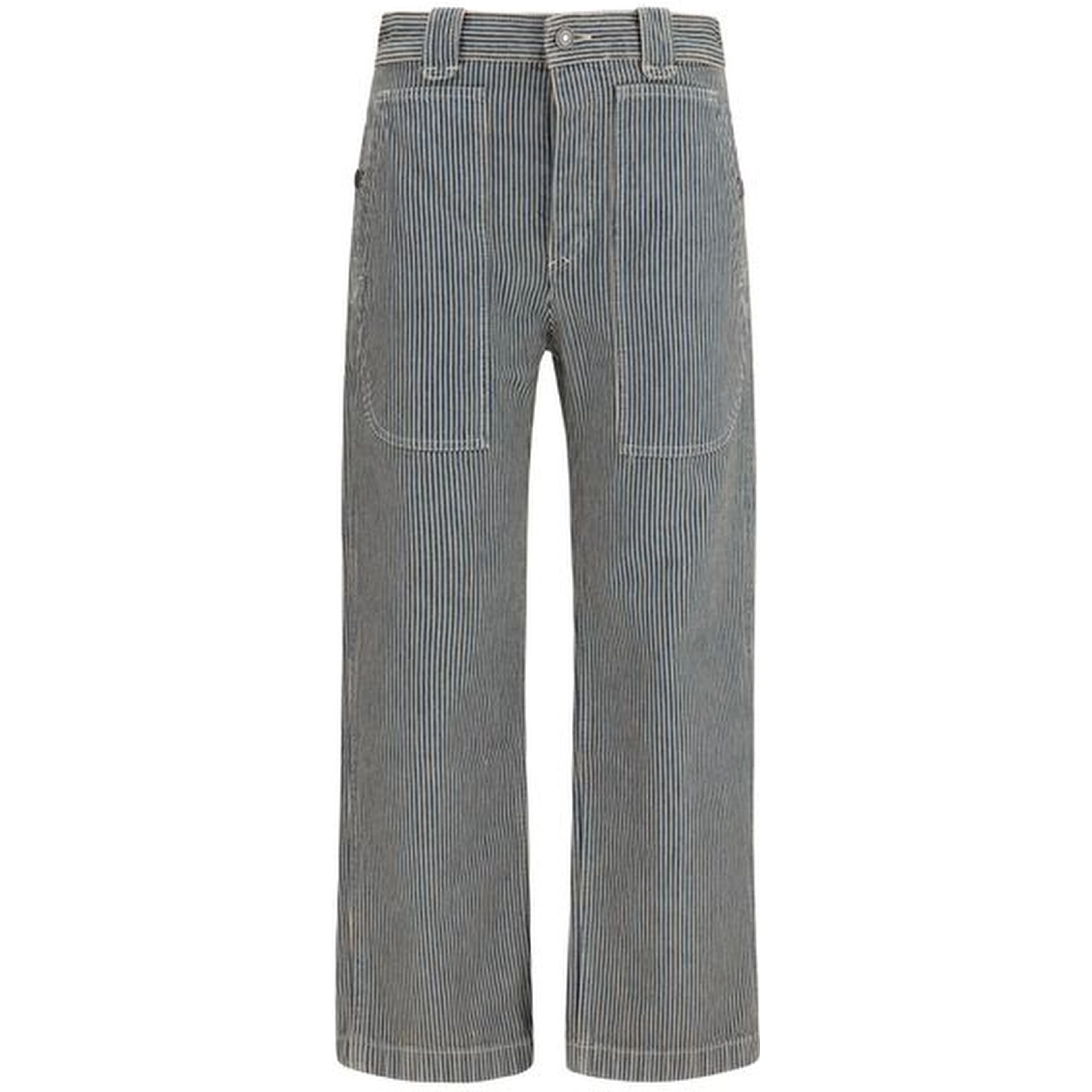 Blue Polyester Casual Pants