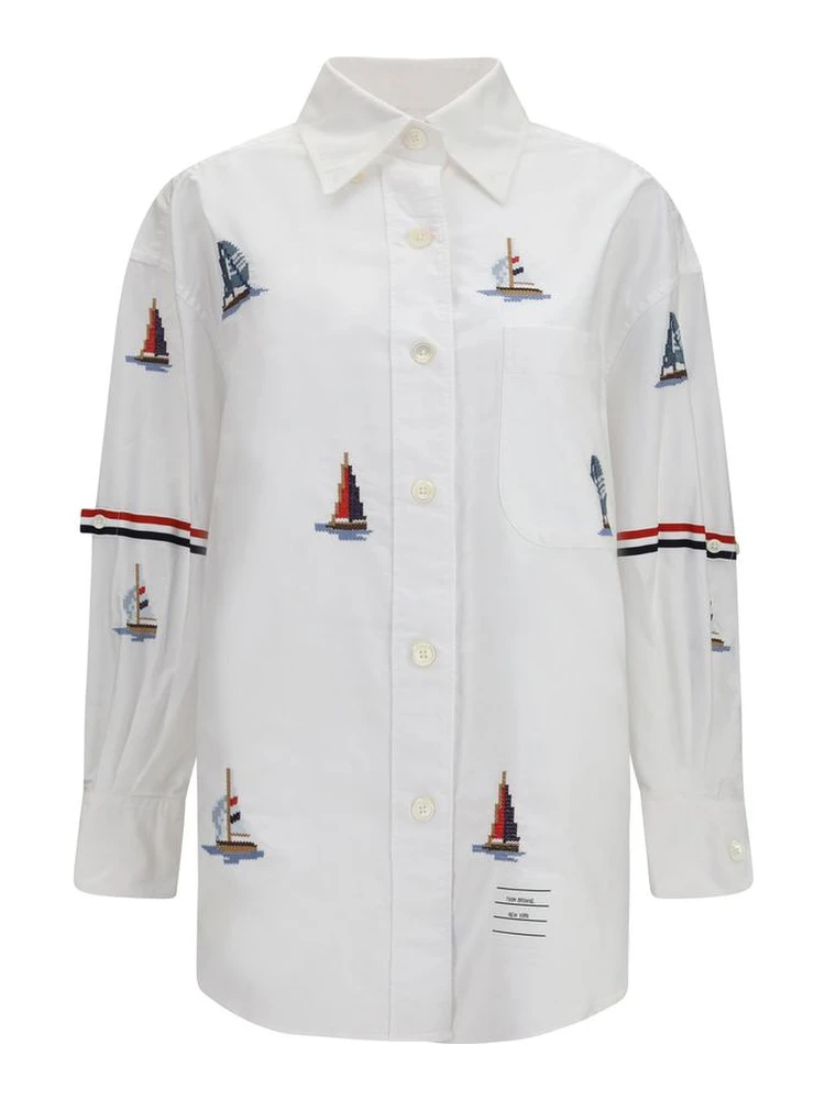 White Cotton Pattern Shirt