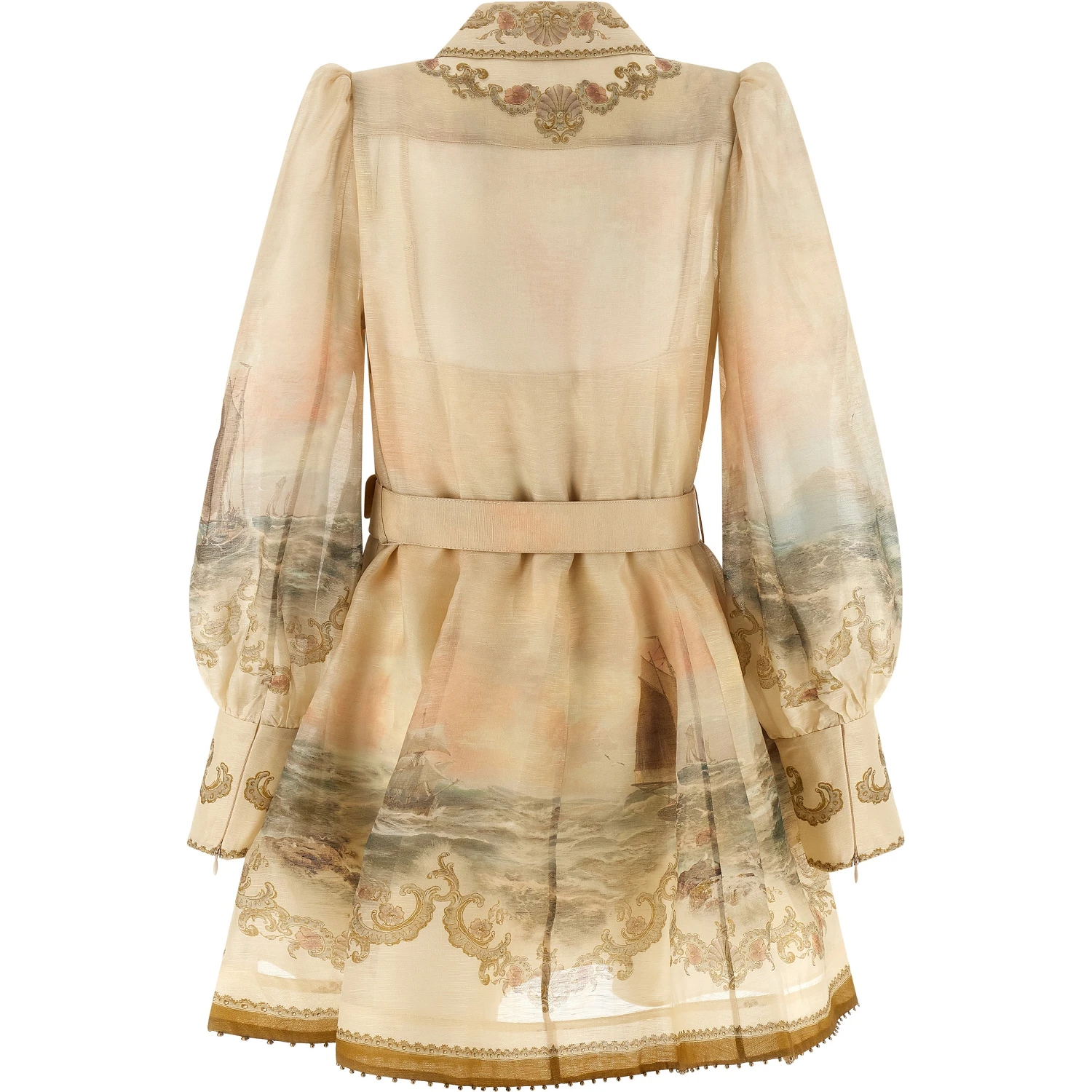 Beige Linen Short Dress