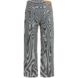 Blue Polyester Casual Pants