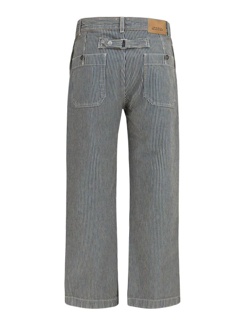Blue Polyester Casual Pants
