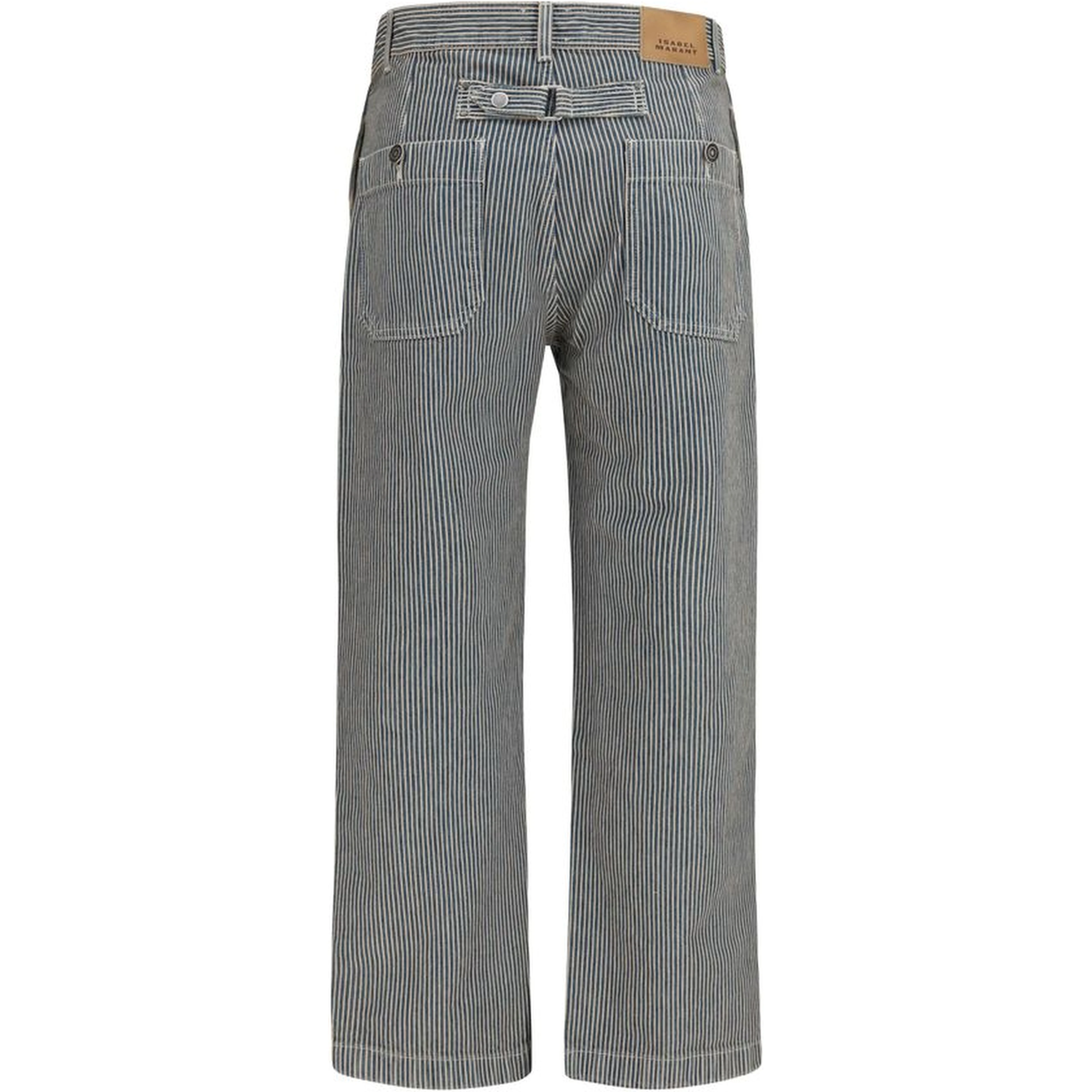 Blue Polyester Casual Pants