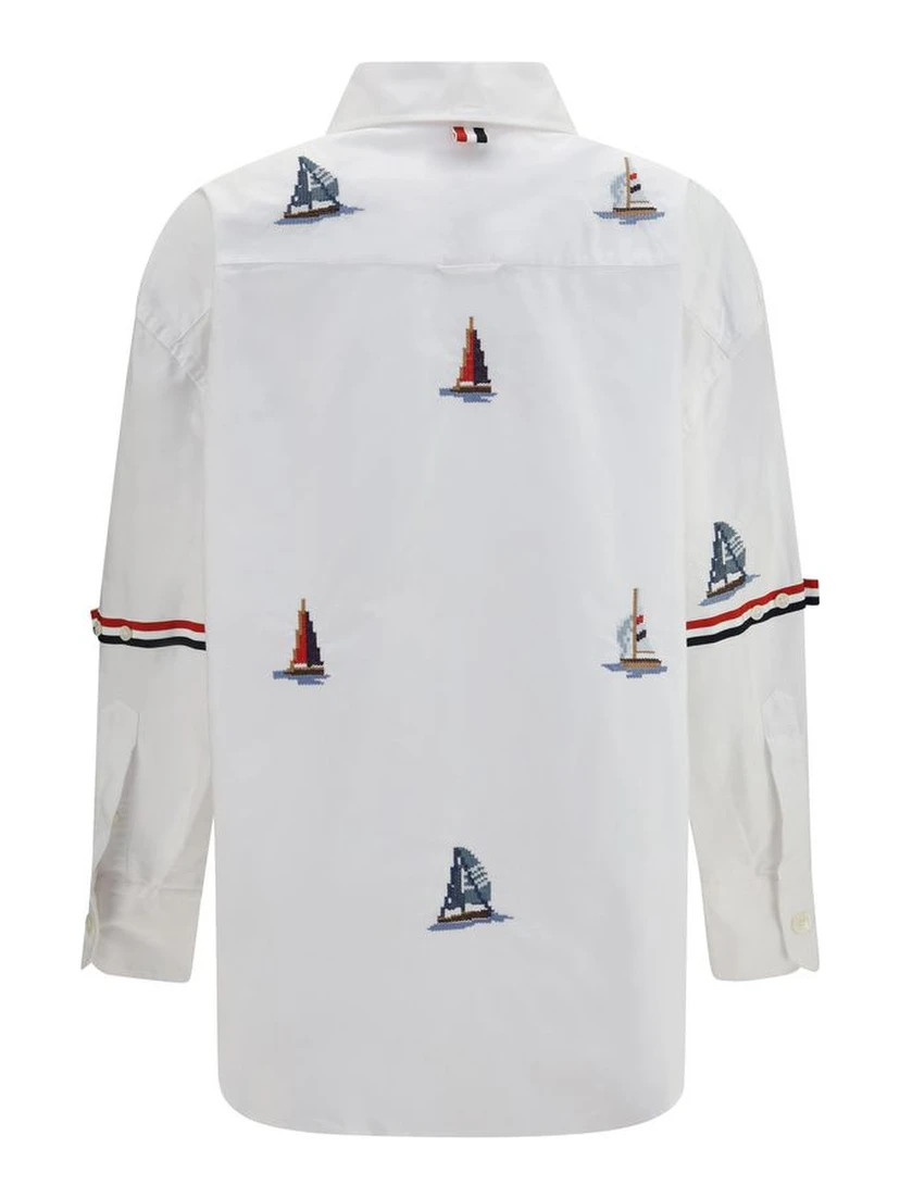 White Cotton Pattern Shirt