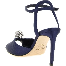 Blue Tencel Stiletto Heel Sandals