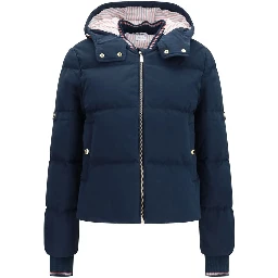 Blue Cotton Full-Length Jacket