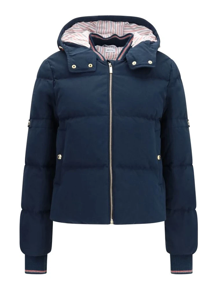 Blue Cotton Full-Length Jacket