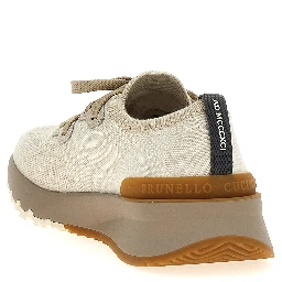 Beige Cotton Low Top Sneakers