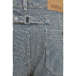 Blue Polyester Casual Pants