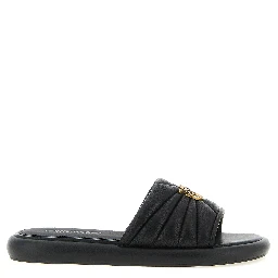 Black Lambskin Slides