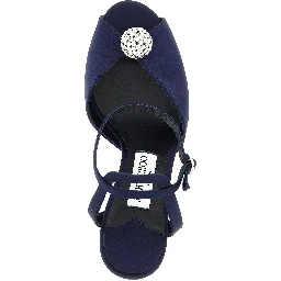 Blue Tencel Stiletto Heel Sandals