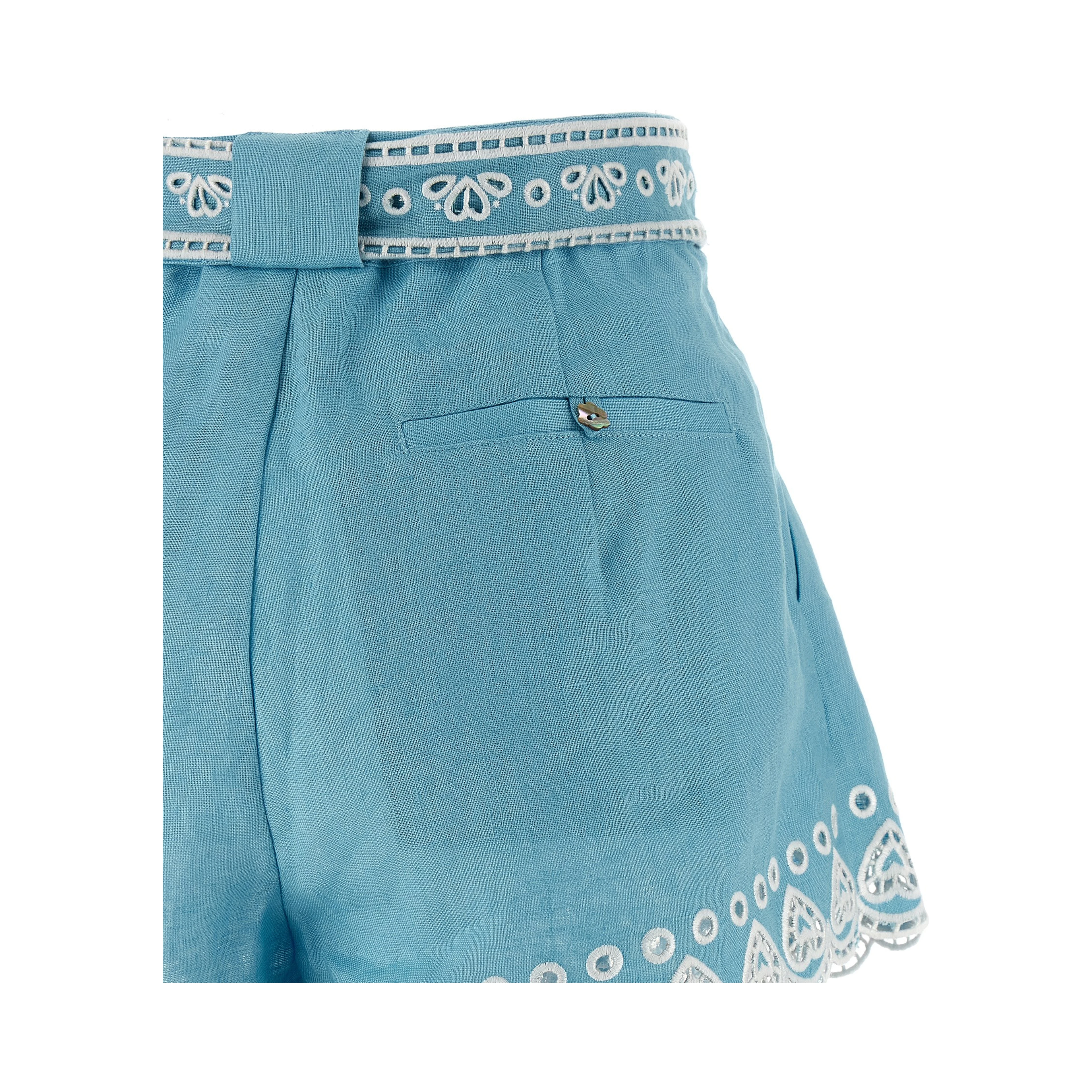 Blue Linen Bermuda Shorts