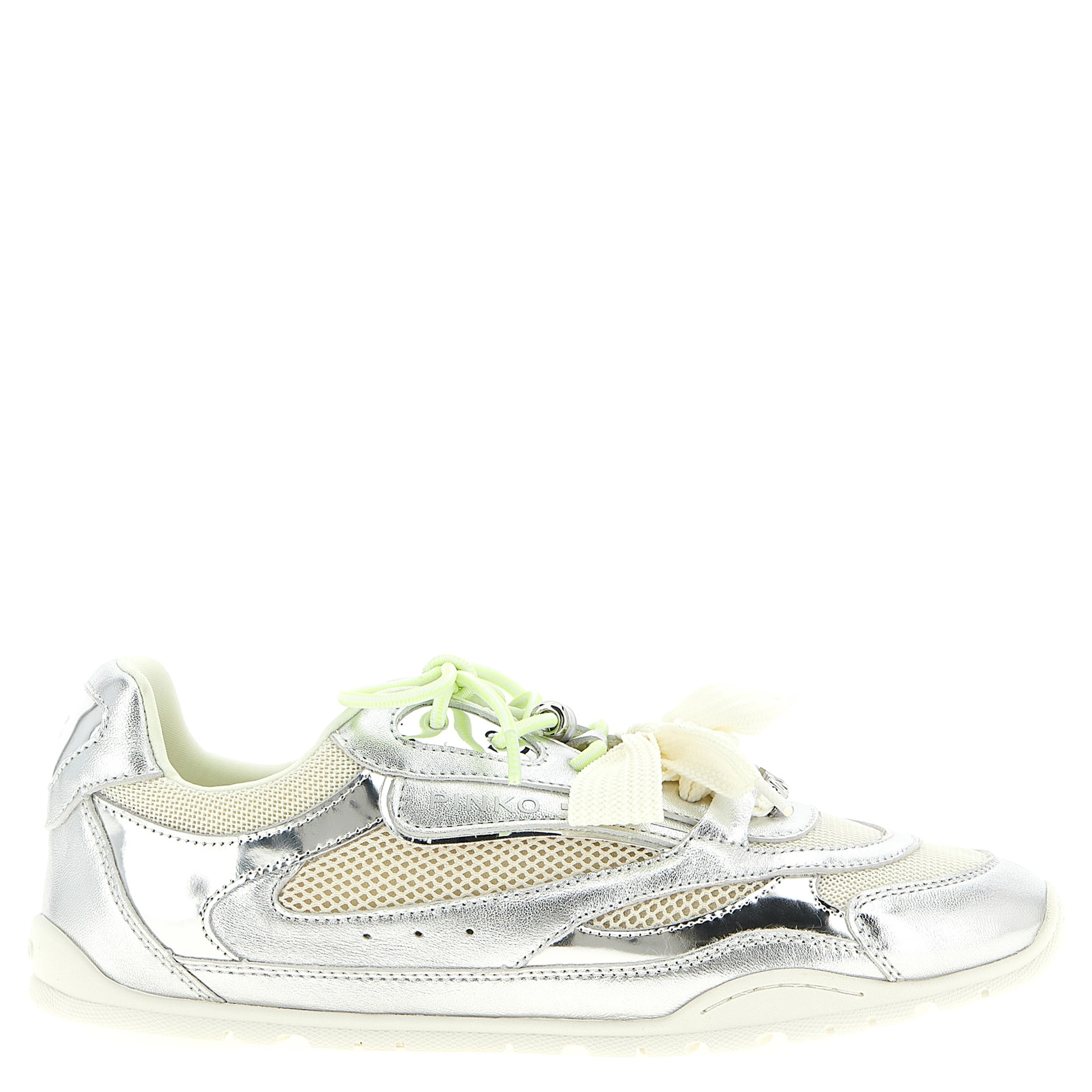 Silver Leather Athletic Sneakers