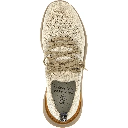 Beige Cotton Low Top Sneakers