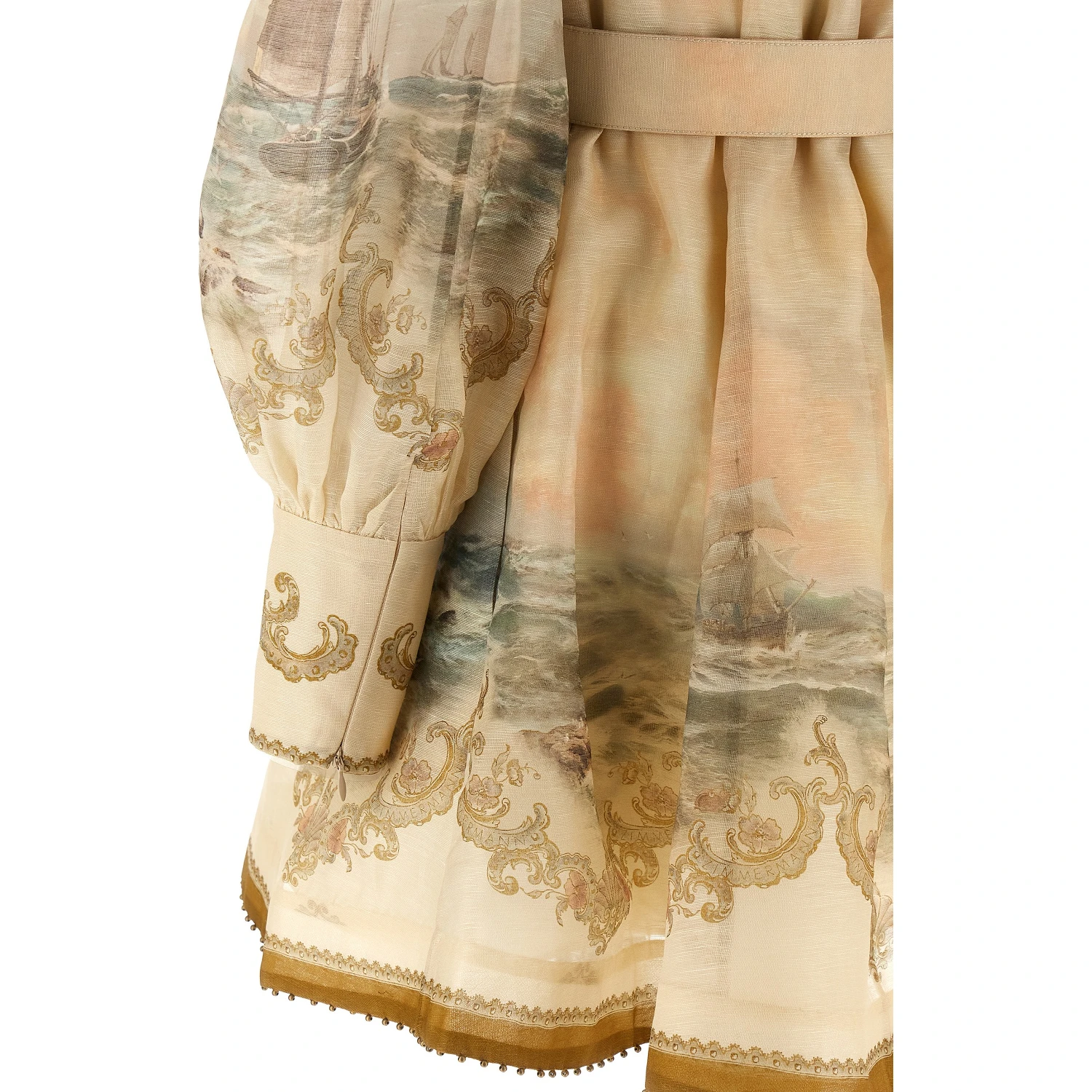 Beige Linen Short Dress