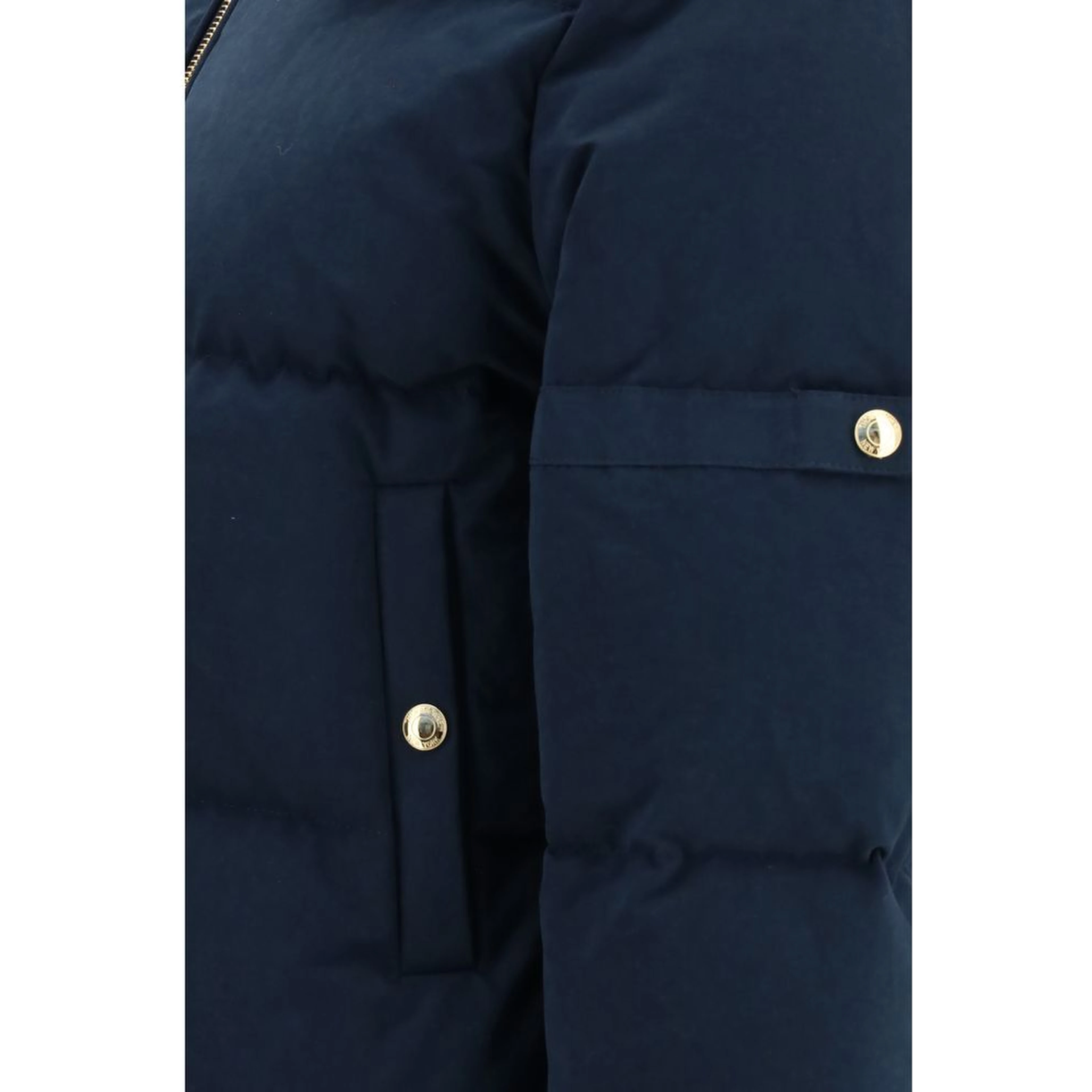 Blue Cotton Full-Length Jacket