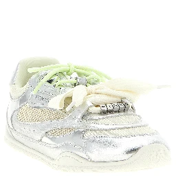 Silver Leather Athletic Sneakers