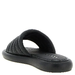 Black Lambskin Slides