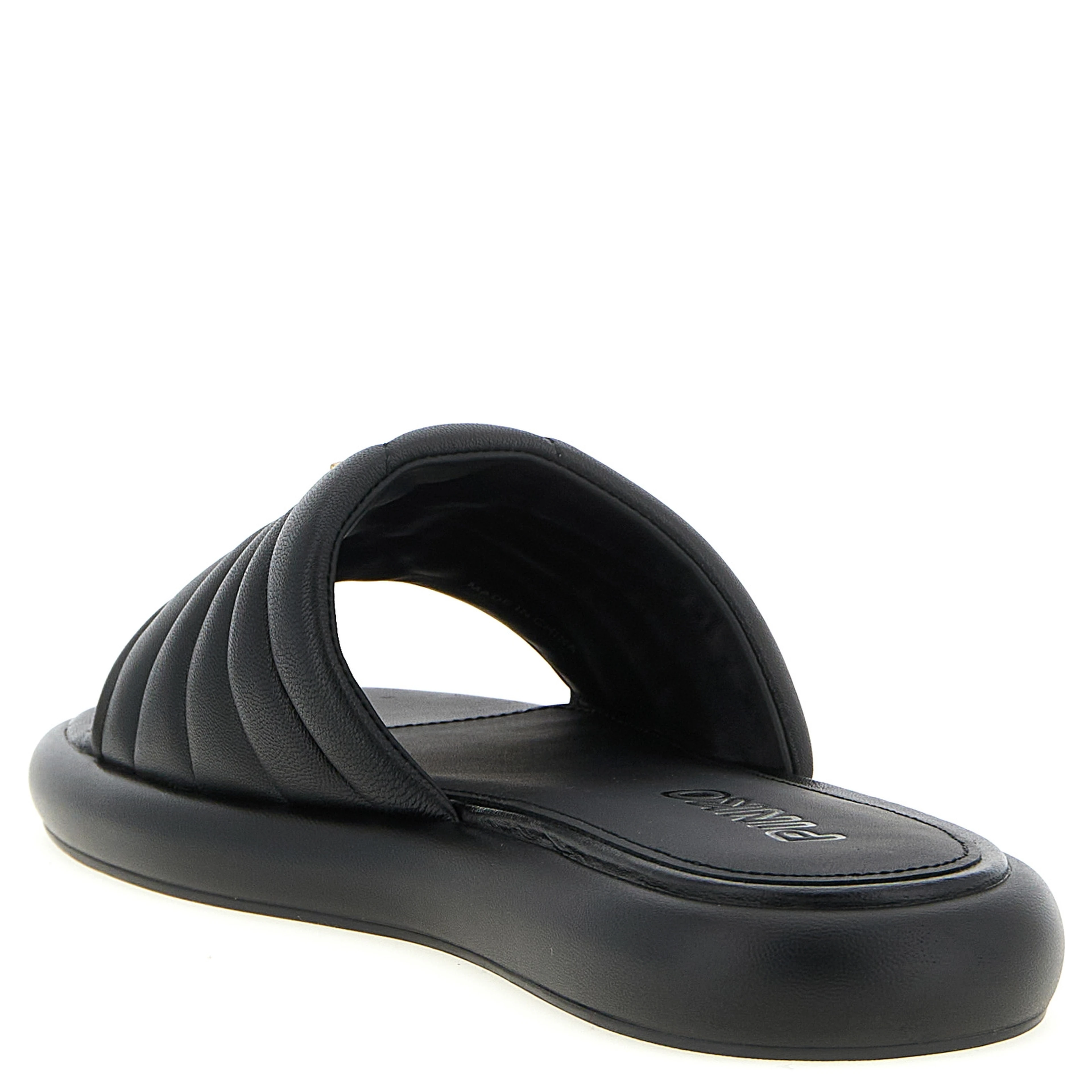 Black Lambskin Slides