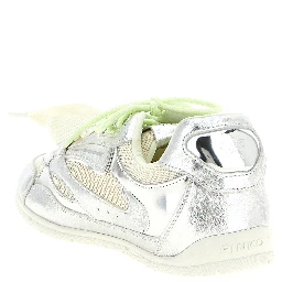 Silver Leather Athletic Sneakers